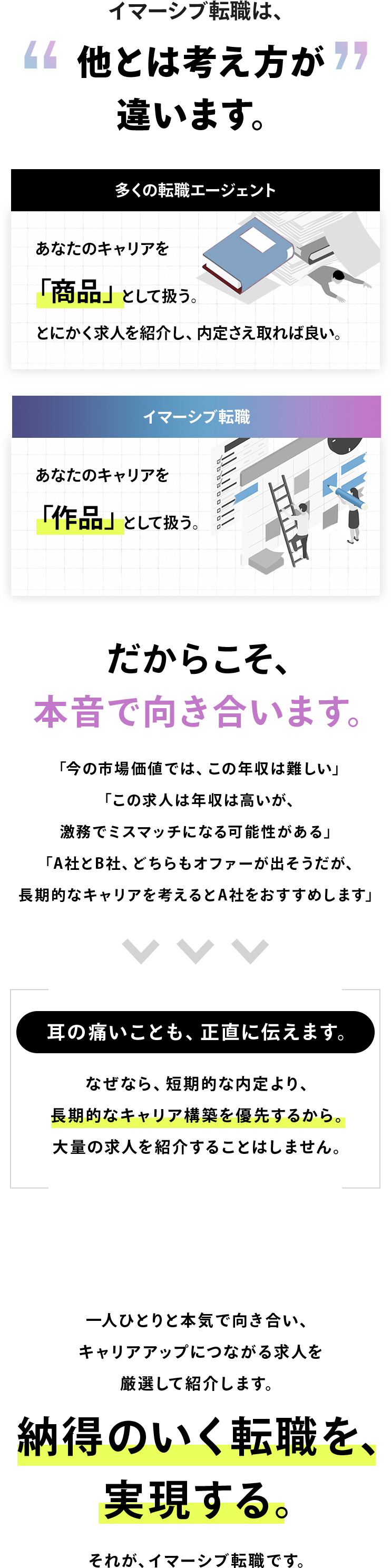 イマーシブ転職は、他とは考え方が違います。