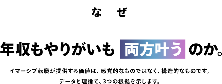 なぜ、年収もやりがいも両方叶う のか。
